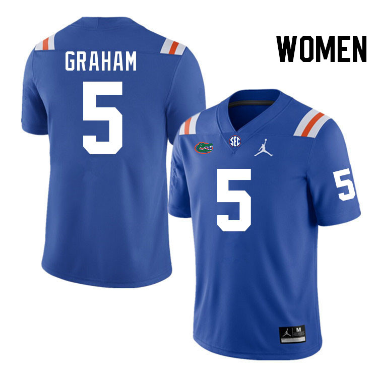 Women #5 Myles Graham Florida Gators College Football Jerseys Stitched-Throwback